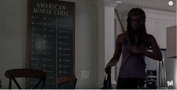 A Morse code chart hanging on Rick's Alexandria home.