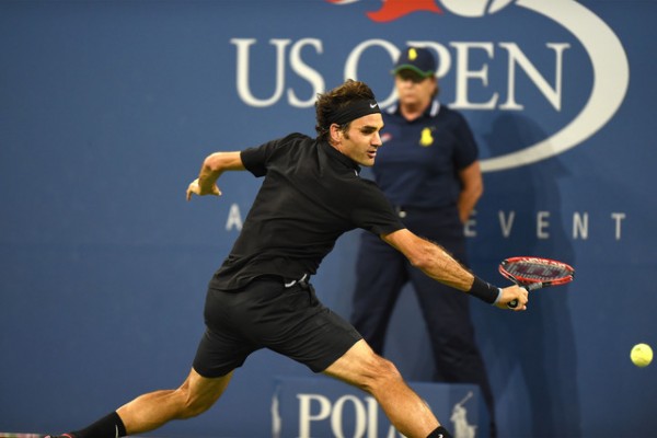 Roger Federer rallied three straight sets after he lost the first two sets to win against Gael Monfils at the quarter-finals of the U.S. Open