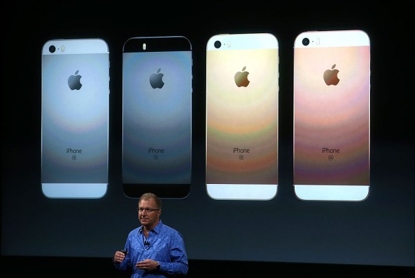 Apple VP Greg Joswiak announces the new iPhone SE during an Apple special event at the Apple headquarters on March 21, 2016 in Cupertino, California. 