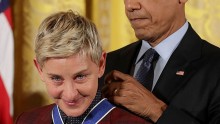 Barack Obama awards the Presidential Medal of Freedom to Ellen DeGeneres