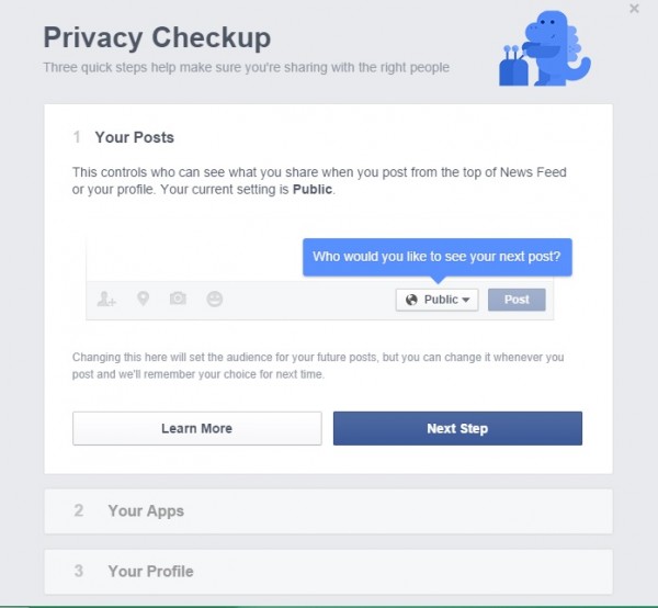 Facebook's privacy checkup tool
