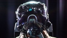 Looking like a Tie Fighter pilot -- or The Fly!