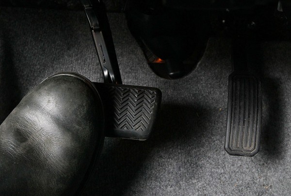 A driver depresses the brake pedals in a 2010 Toyota Prius February 4, 2010 in San Francisco, California. 