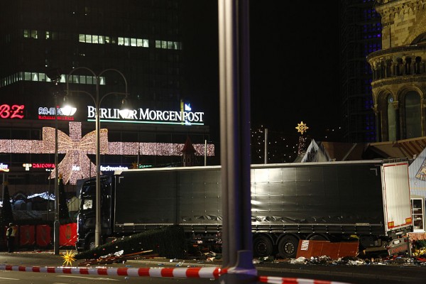 Lorry Truck Drives Through a Christmas Market in Berlin