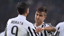 Alvaro Morata (L) and Paulo Dybala during their time together at Juventus