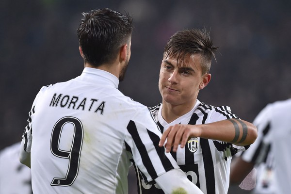 Alvaro Morata (L) and Paulo Dybala during their time together at Juventus