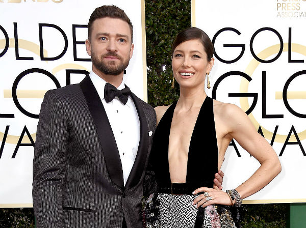 Jessica Biel with husband Justin Timberlake at the 2017 Golden Globe Awards