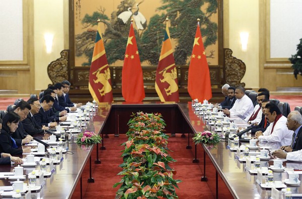 Sri Lanka's President Rajapaksa attends a meeting with China's President Xi at the Great Hall of the People in Beijing