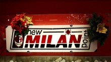 The logo of the official AC Milan Store on December 19, 2008 in Milan, Italy. David Beckham will join AC Milan on loan from Los Angeles Galaxy on January 2009.