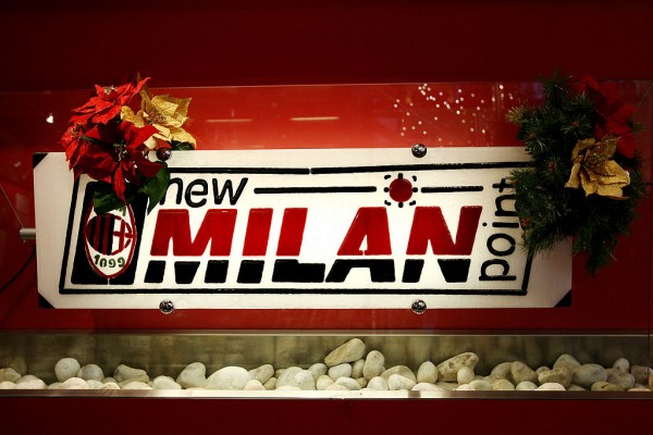 The logo of the official AC Milan Store on December 19, 2008 in Milan, Italy. David Beckham will join AC Milan on loan from Los Angeles Galaxy on January 2009.