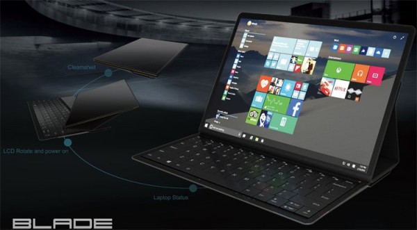Lenovo Blade is a tablet with a built-in cover and paired with a detachable keyboard.