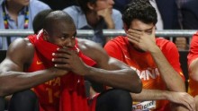 A visibly dejected Team Spain as they faced their loss