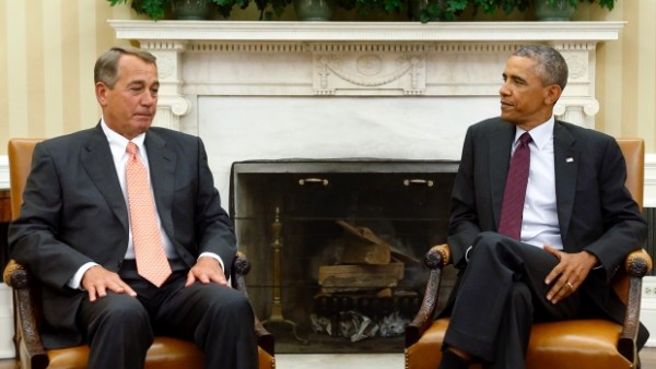U.S. President Barack Obama met with Speaker of the House John Boehner, shown, and other Congressional leaders in the Oval Office of the White House on Tuesday to discuss ISIS.