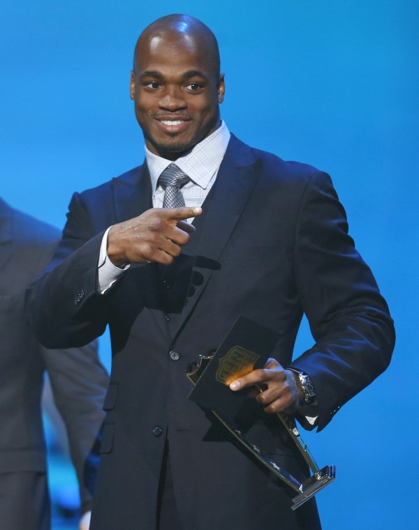 Adrian Peterson accepting the NFL's MVP award in 2013