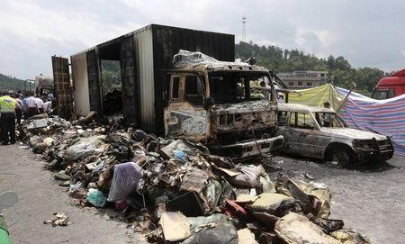 Debris of July 19 Fatal Crash in Hunan Province