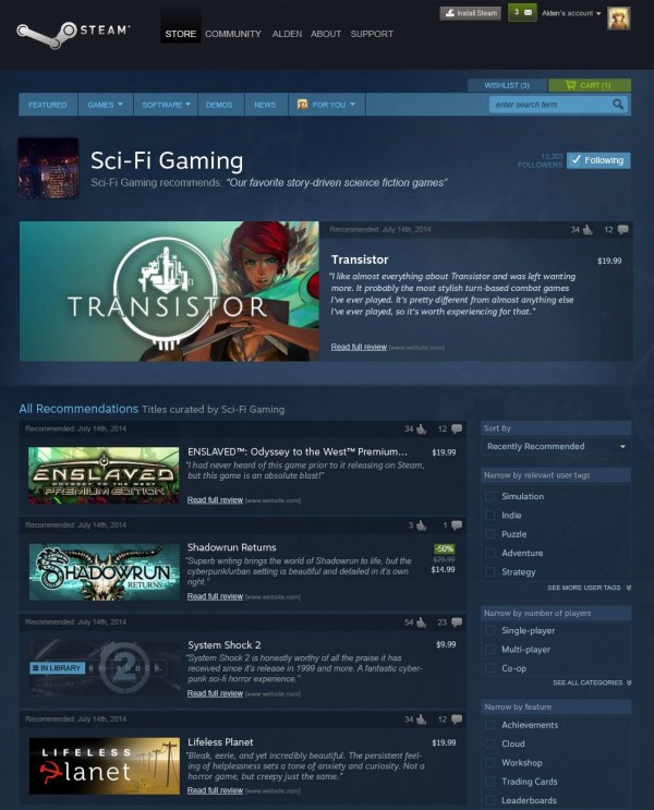 Steam's new Discovery update 
