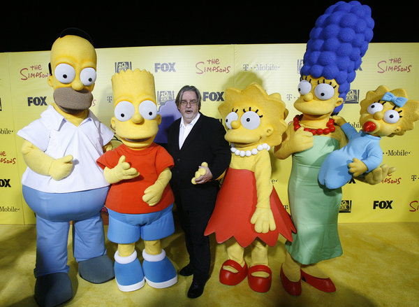 Creator Matt Groening with "The Simpsons" characters