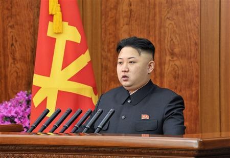 North Korean leader Kim Jong-un delivers a New Year address in Pyongyang in this picture released by the North's official KCNA news agency on January 1, 2013.