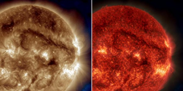 The solar filament on the surface of the sun