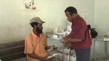 A TB patient is given daily treatment at the Mabuduan Health Centre