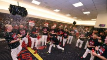 The St. Louis Cardinals celebrate as they advanced to the National League Championship Series for the fourth straight year.