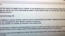 Walgreens Leaked Memo on Apple Pay