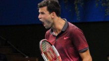 Bulgarian star Grigor Dimitrov is right on track with his title defense as he defeated Teymuraz Gabashvili of Russia in straight sets to advance to the quarterfinals at the If Stockholm Open in Sweden 