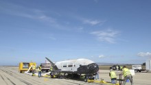 Vandenberg Air Force Base, UNITED STATESThe X-37B Orbital Test Vehicle mission 3 space plane is shown after landing at Vandenberg Air Force Base, California October 17, 2014 in this handout photograph provided by Vandenberg Air Force Base. The United Stat