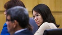 Jodi Arias appears in a Phoenix courtroom Tuesday, Oct. 21 for sentencing retrial.
