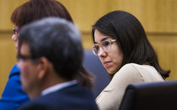 Jodi Arias appears in a Phoenix courtroom Tuesday, Oct. 21 for sentencing retrial.