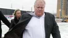 Then-Toronto mayor Rob Ford with wife Renata at the public memorial for police constable John Zivcic in Toronto, Canada, December 9, 2013.