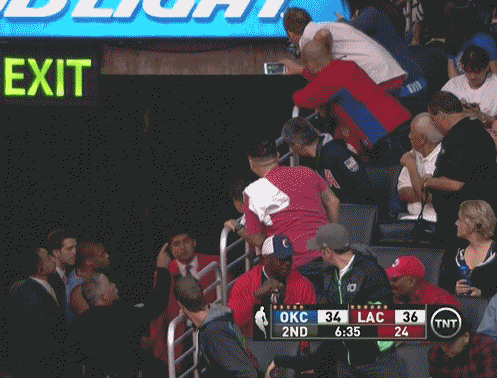 Video Screenshot of altercation between Russell Westbrook and Clippers fan