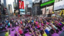 Group Yoga practice recently took place at New York's Times Square.