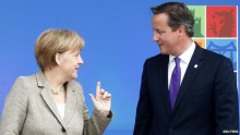 German Chancellor Angela Merkel (L) and UK Prime Minister David Cameron.