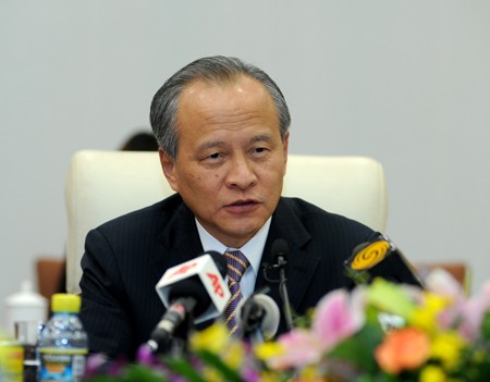 Chinese ambassador to the U.S. Cui Tiankai at a joint interview with Chinese and foreign media at the second China-U.S. Consultations on Asia-Pacific Affairs, October 10, 2011.