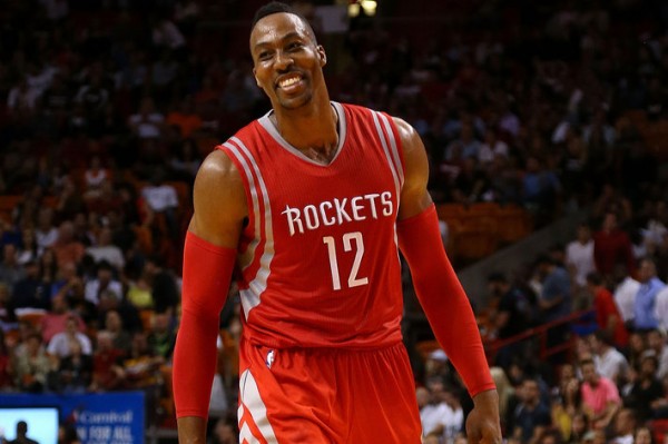 Dwight Howard smiling against the Miami Heat  