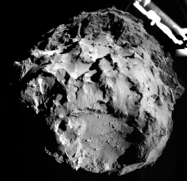 An image taken by the Philae lander as it descended toward the surface of Comet 67P/Churyumov-Gerasimenko.