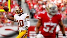 Redskins quarter back RG3 (Robert Griffin III) during the November 23 match against the 49ers