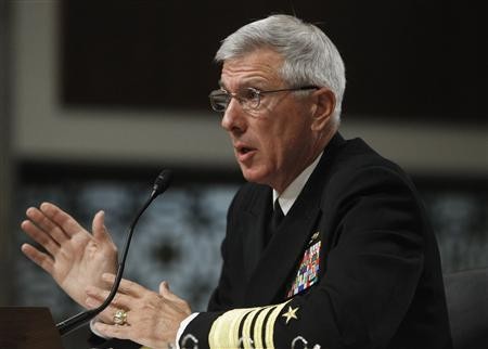 U.S. Navy Admiral Samuel Locklear testifies before the Senate Armed Services Committee hearing on the U.S. Pacific Command and U.S. Forces Korea in review of the Defense Authorization Request for FY2014 in Washington April 9, 2013.