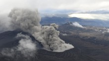 Mount Aso erupts