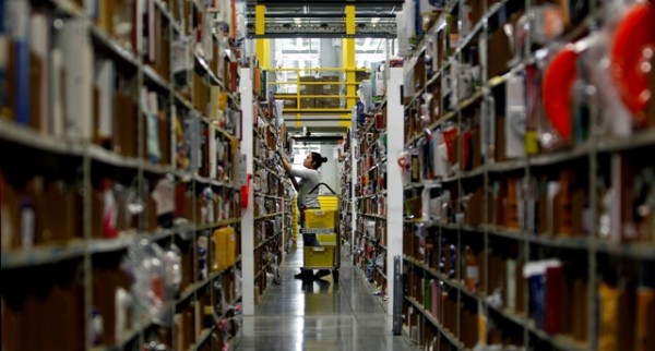 An employee at Amazon warehouse