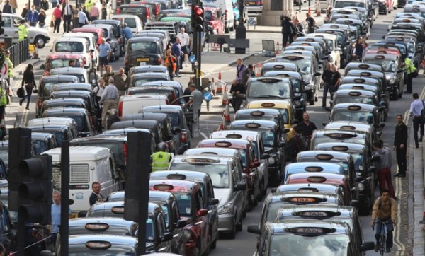 London cabs in protest against Uber