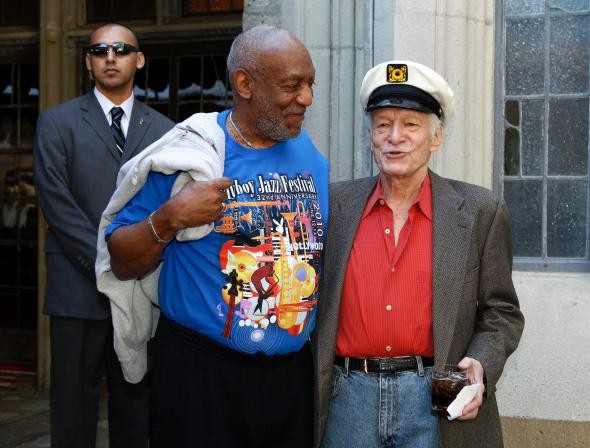 Cosby and Playboy founder Hugh Hefner at the Playboy Mansion in 2011.