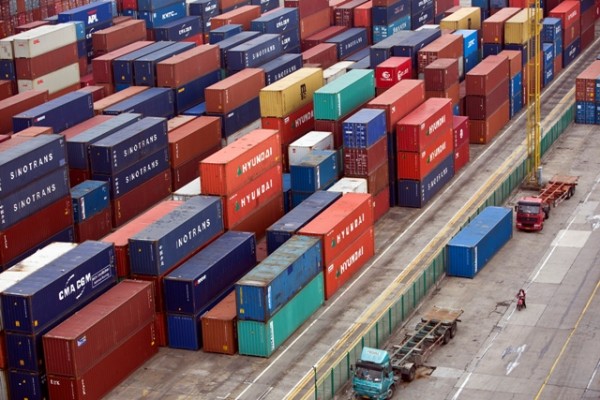 Containers are seen at a port of Shanghai Free Trade Zone, February 11, 2014.