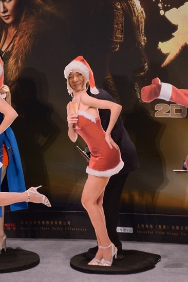 Jackie Chan Acts Funny Christmas Lady to Promote New Movie, “Dragon Blade” 