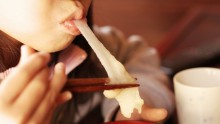 Mochi or sticky rice cakes are traditionally eaten in Japan during the New Year.