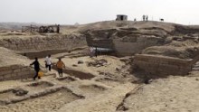 An archaeological dig in Abu Sir, Egypt