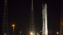 The Falcon 9 rocket to be launched by SpaceX on a cargo re-supply service mission to the International Space Station sits on launch pad 40 at Cape Canaveral Air Force Station in Cape Canaveral, Florida January 5, 2015.