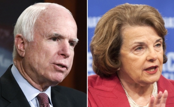 Republican Senator John McCain and Democratic Senator Dianne Feinstein 