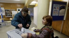 A man casts his vote in Estonia's parliamentary elections, March 1, 2015